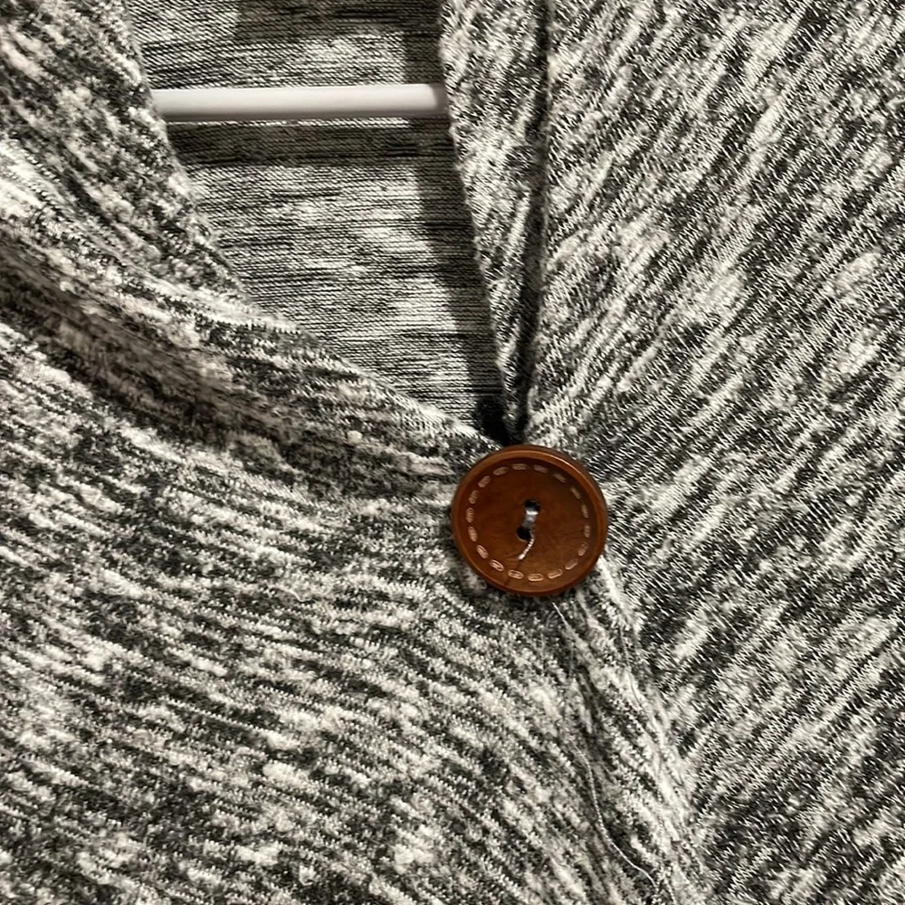 Bobeau One Button Fleece Asymmetrical Wrap Cardigan Gray Sz S - Picture 2 of 6